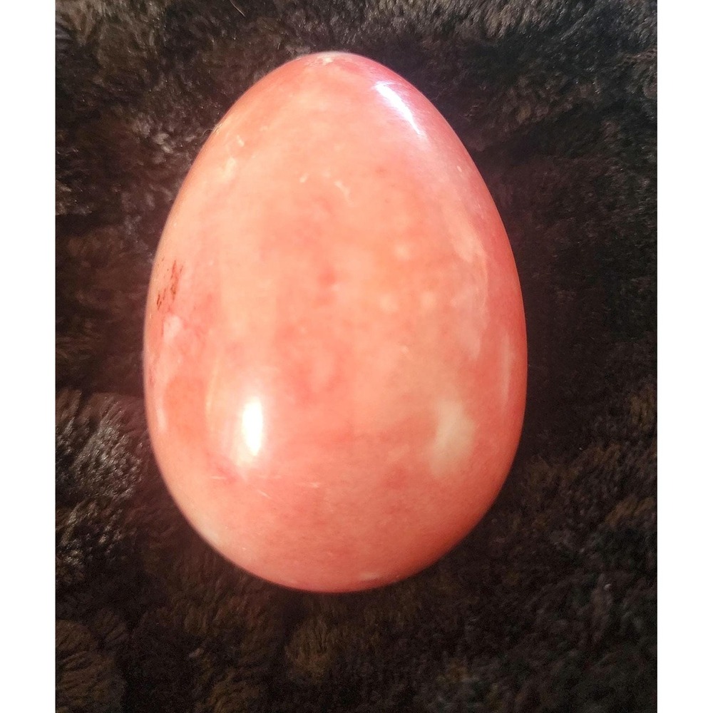 Natural Pink Calcite Marble Egg – Polished Decorative Stone Egg, Crystal